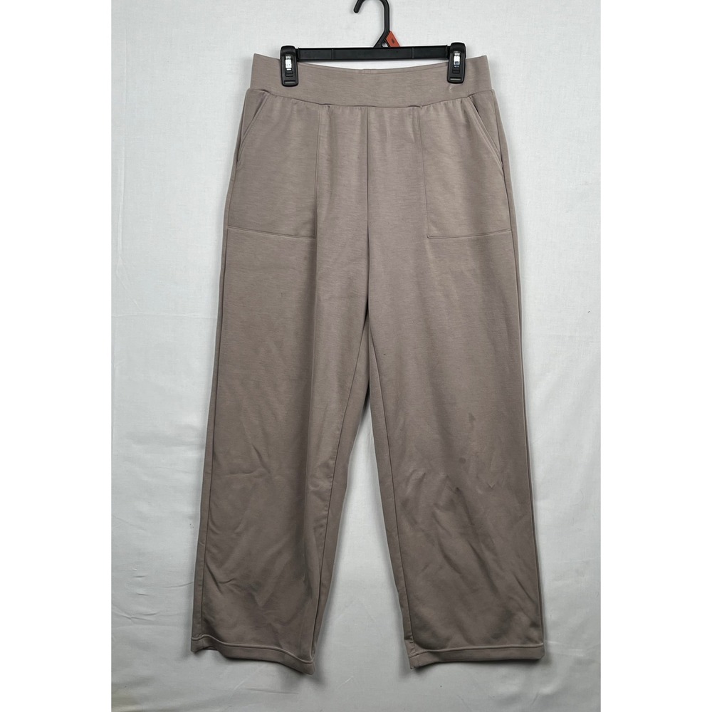 Mondetta Wide Leg Lounge Pants Womens Medium High Rise Pockets Taupe 1804985